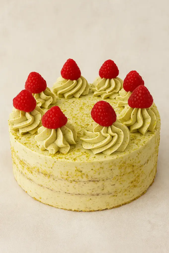 Tarta de Frambuesas y Pistacho (8-10 personas)