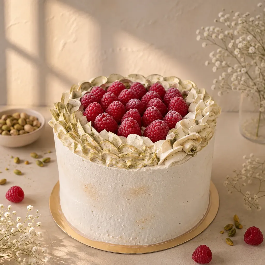 Tarta de Frambuesas y Pistacho