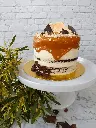 Tarta de Chocolate, mousse de mango y caramelo 
