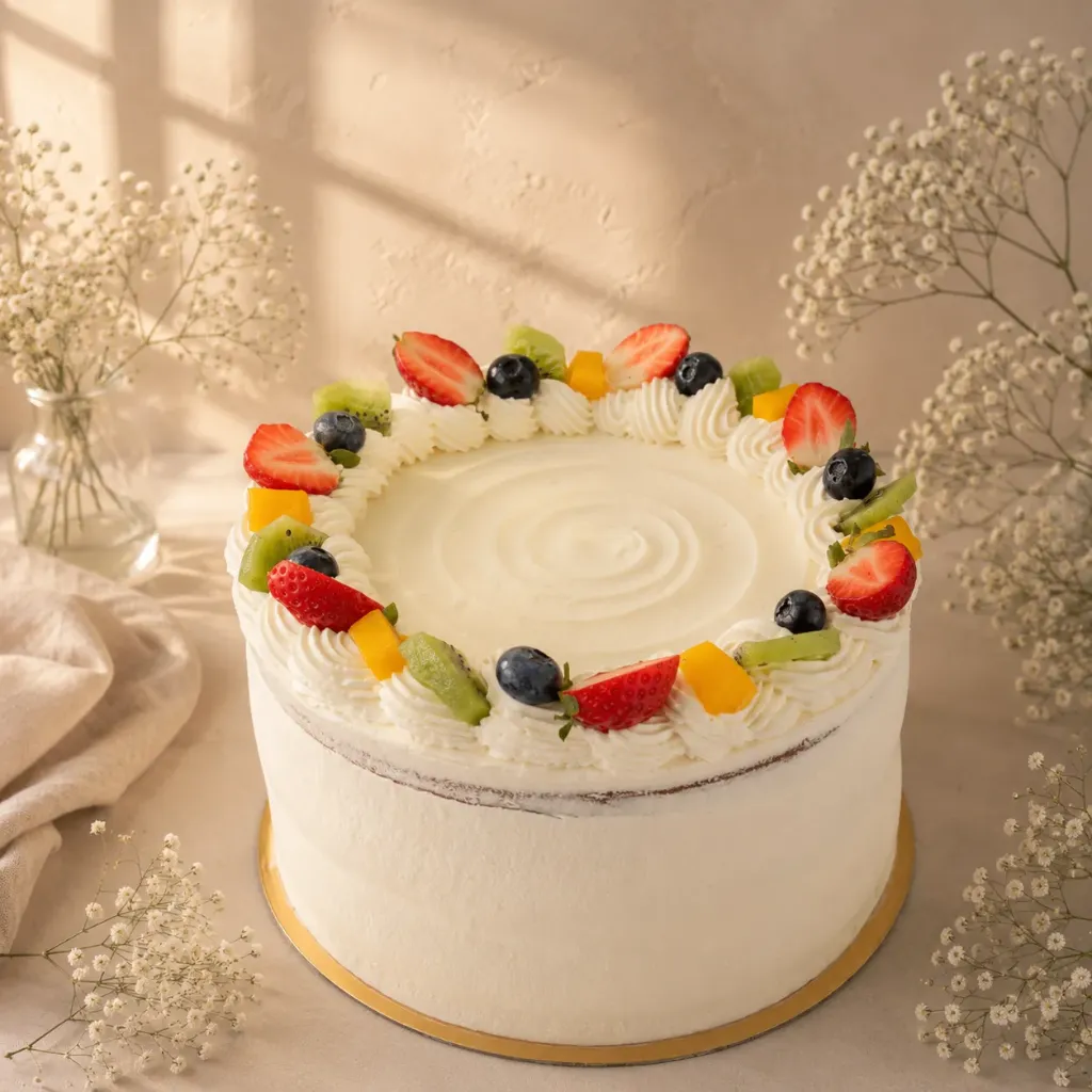 Tarta de frutas y nata 