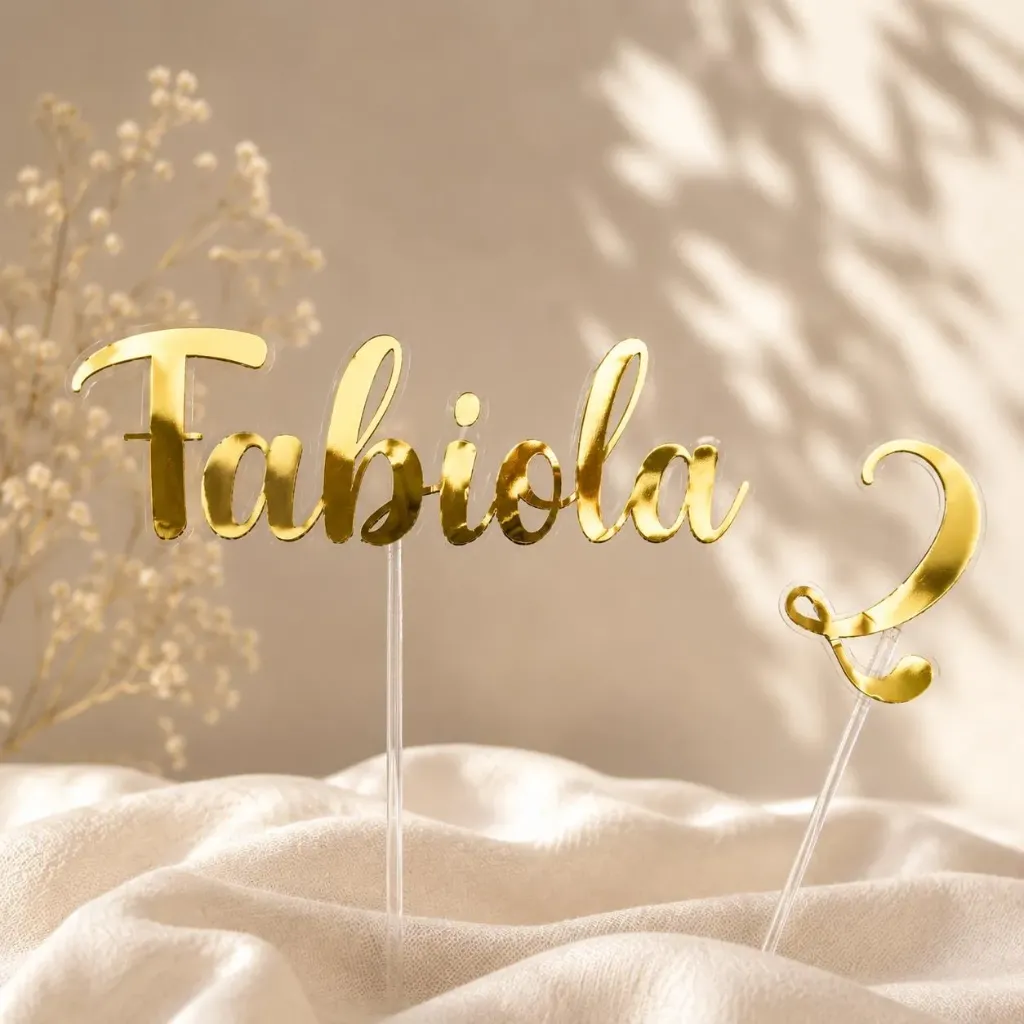 Topper nombre y años dorado