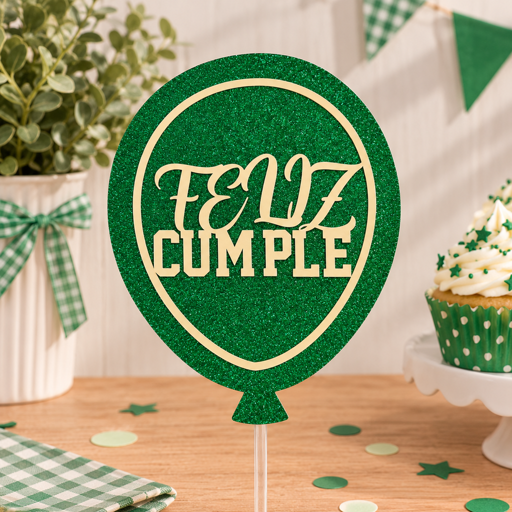 Topper Feliz Cumpleaños Globo